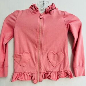 Tommy Bahama Girls Pink Ruffled Heart Zip Up Hoodie